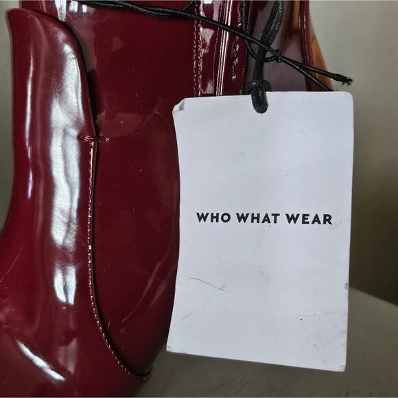 WHO WHAT WHERE REBEKAH WOMEN'S BOOTS - PATENT LEATHER BURGUNDY, SIZE 7 - Picture 9 of 10